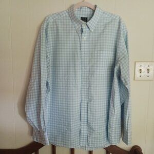 NWOT Mens XL Blue gingham button up ahirt